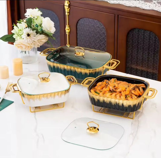 3pc ceramic chaffing dish