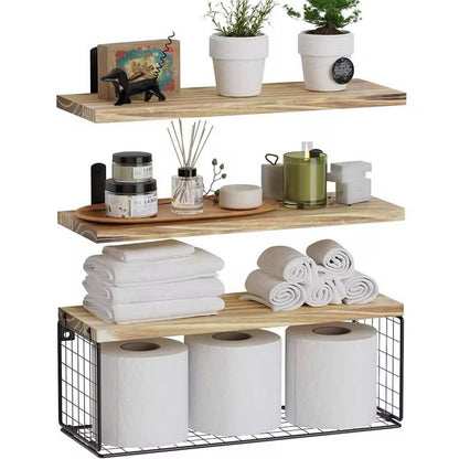 Pine wood floating shelves