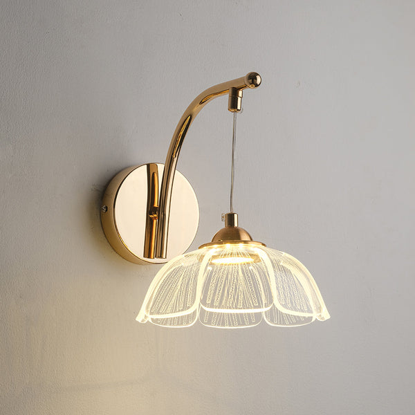 Golden Curve Wall Light with Clear Acrylic Shade WH 2514 GO TC