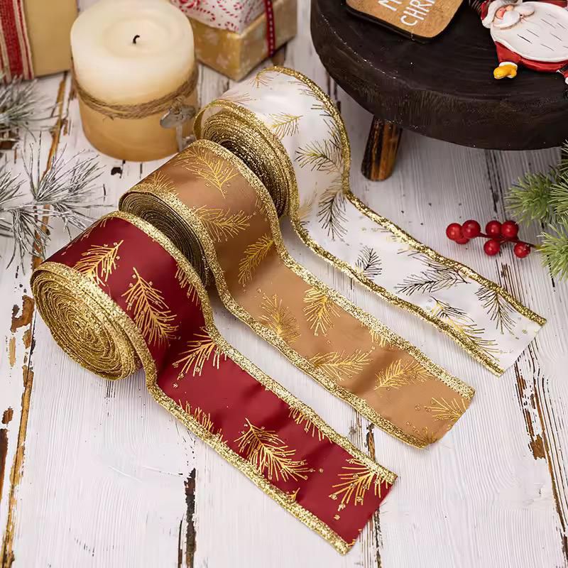 3Pcs 5M Glitter  Christmas Decor  Ribbon