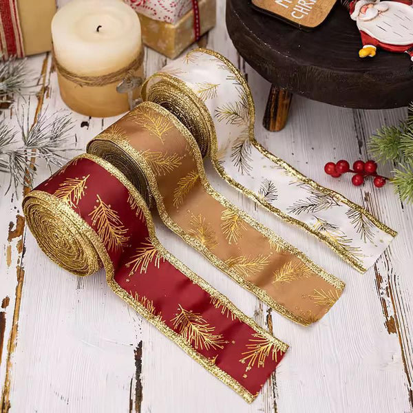 3Pcs 5M Glitter  Christmas Decor  Ribbon