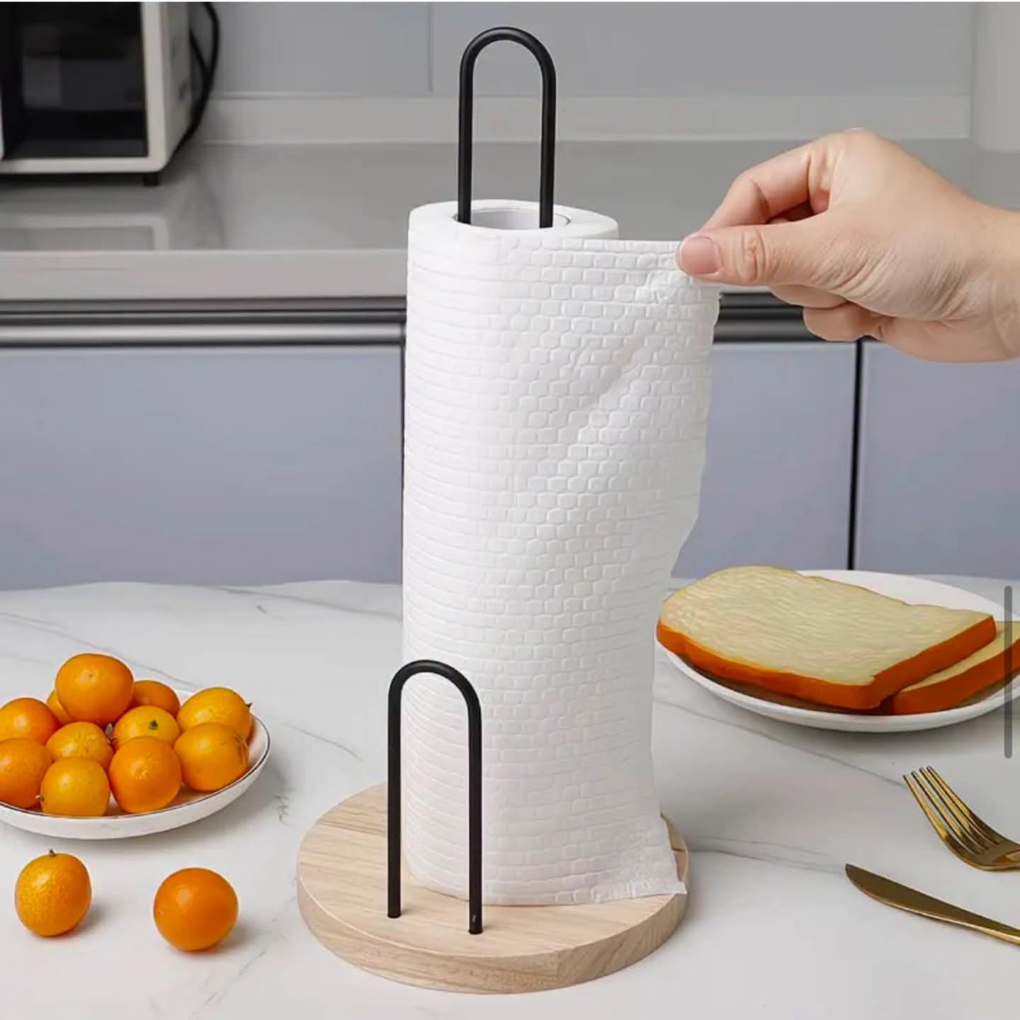 Paper Towel Holder with bamboo base