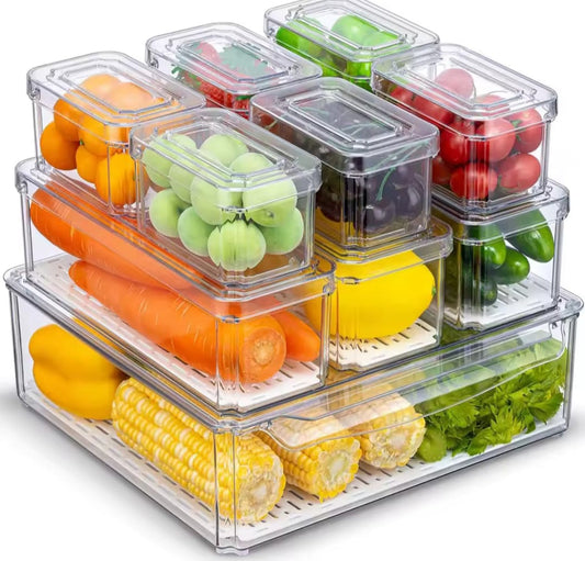 10pc Fridge Organizer Bins