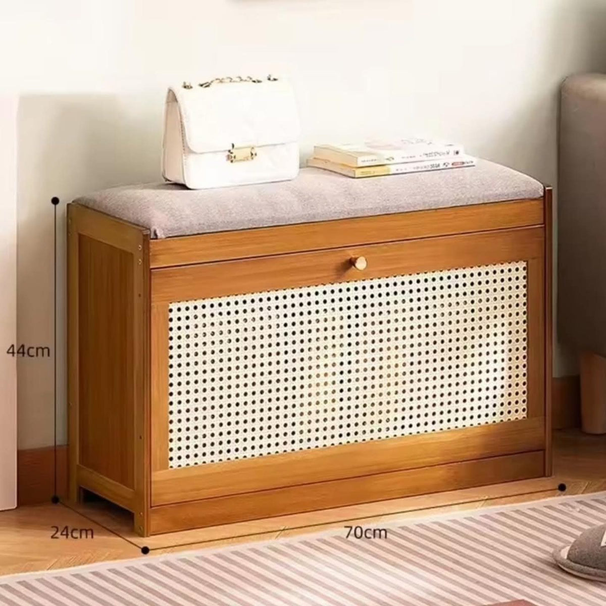 Entry Way Wooden Storage Bench with Bucket Flip Shoe Cabinet Gha