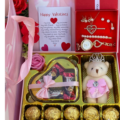 Valentine Jewelry and Chocolate Accessory Gift Set