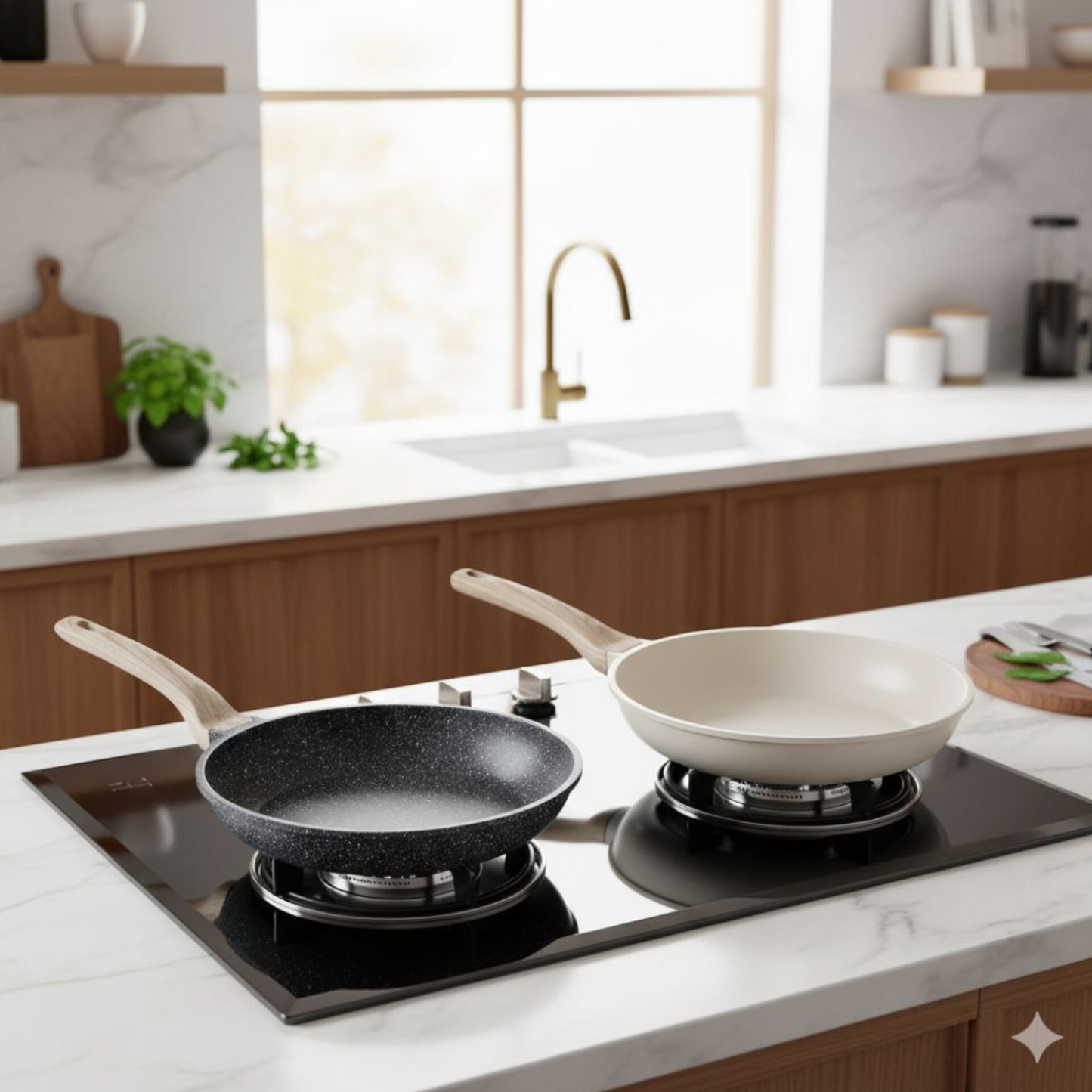 Non-Stick 28cm Frying Pan with Wood Effect Handle