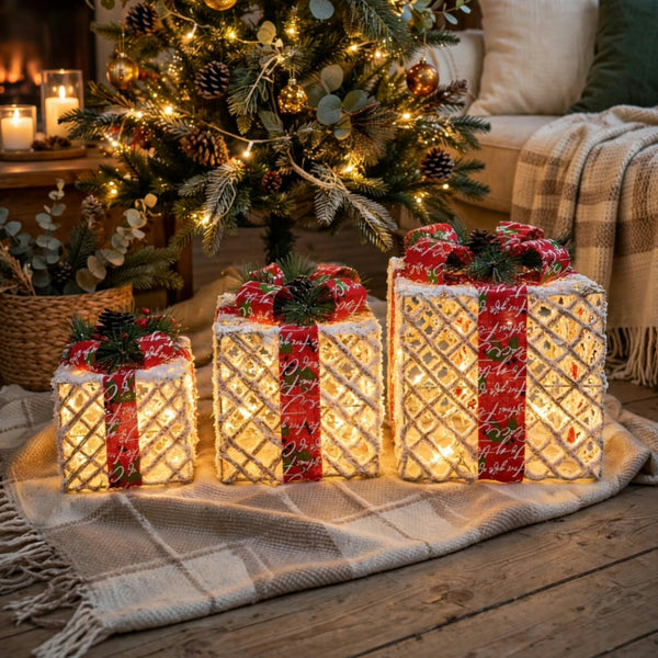 3Pc Christmas Light Gift Boxes