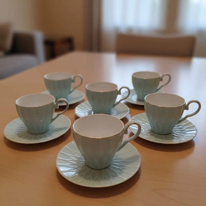Coloured 1 cup and 1 saucer set
