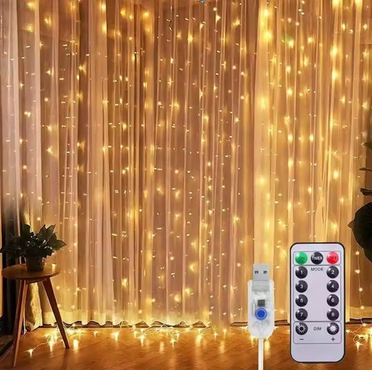 3*3M Christmas curtain lights with remote