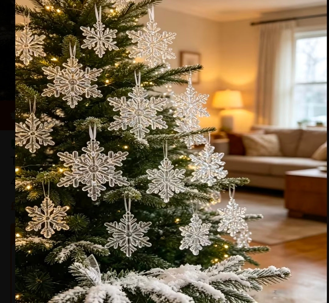 6 Piece Crystal Snowflake Christmas Decor Ornaments