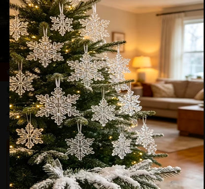 6 Piece Crystal Snowflake Christmas Decor Ornaments