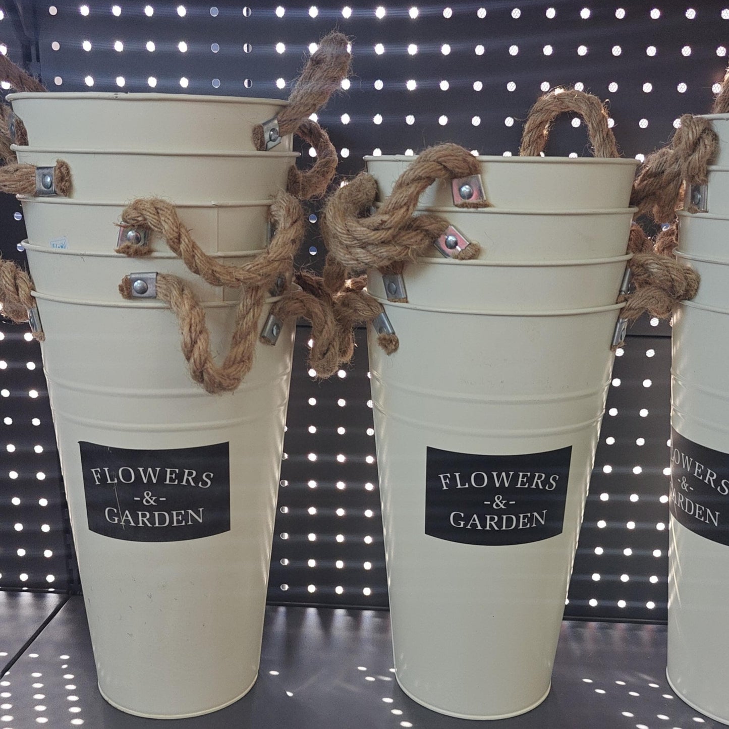 Vintage Flower Bucket With Rope Handles