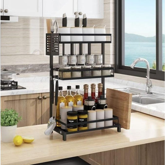 Spice rack with chopping board rack