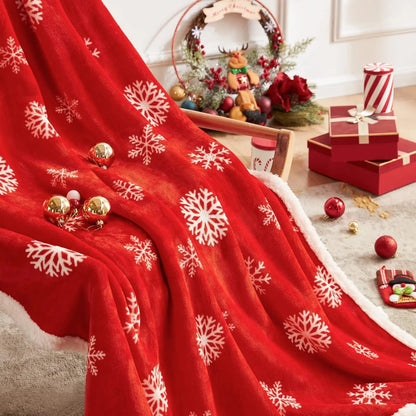 Double layer fleece Christmas throw blanket