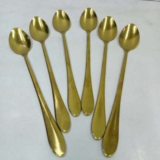 6 Piece Golden Long Tea Spoons