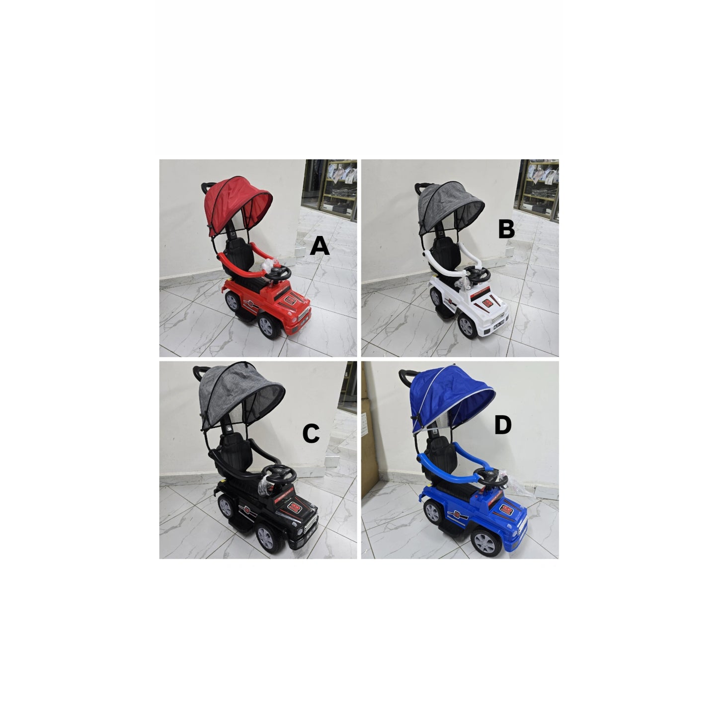 Baby push rides with canopy