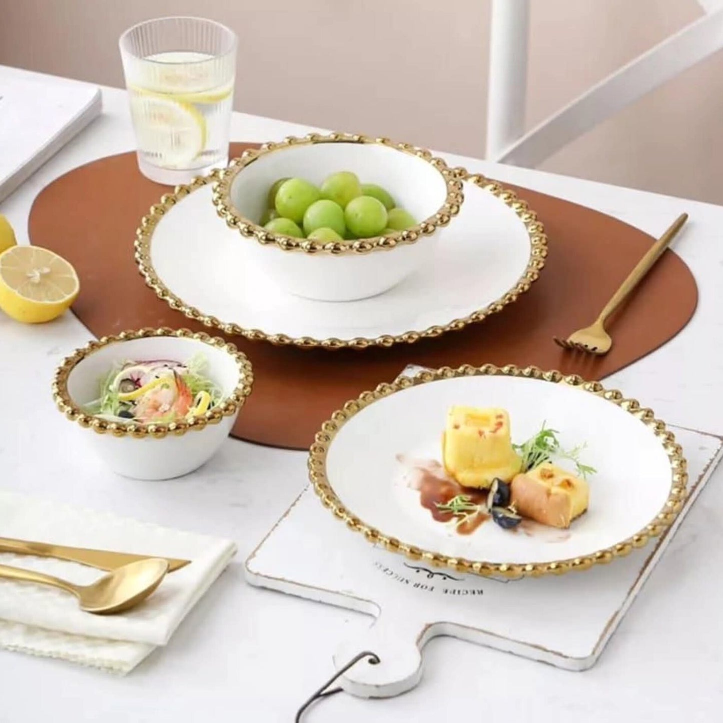 30pcs Dinner set with gold rim