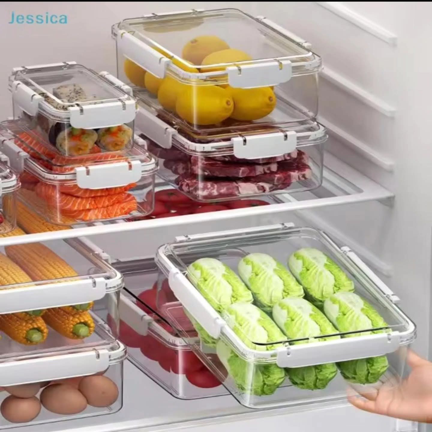 3Pc Airtight Acrylic Fridge Container Set