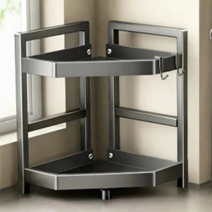 2 Tier Countertop Kitchen Corner Storage Spice Rack