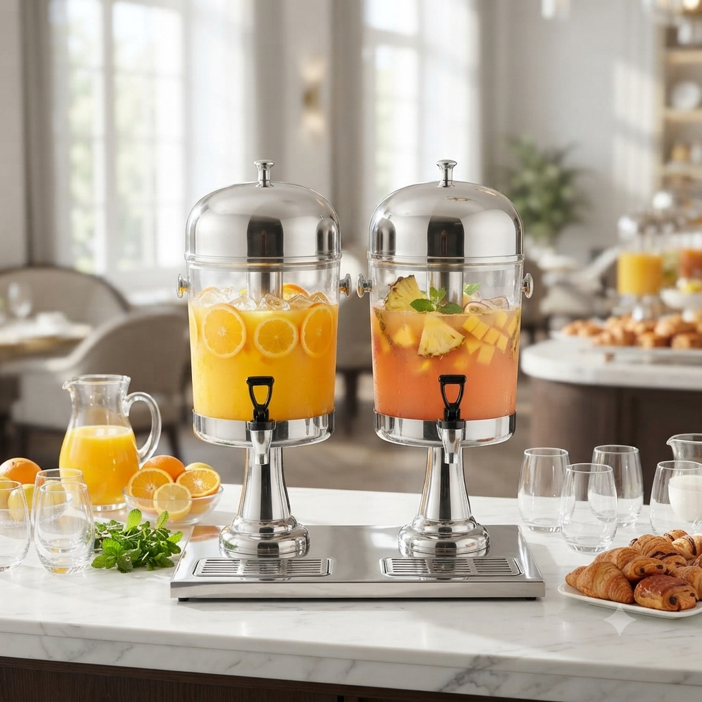 Signature Stainless Steel Double Bowls Juice Dispenser 
CS-SJD-08B