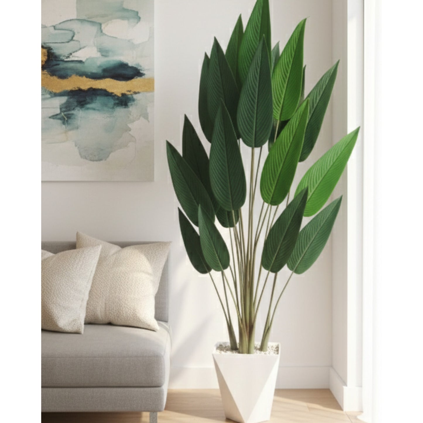 Artificial Cuban Cigar Plant Never Never Plant with vase and pebbles 