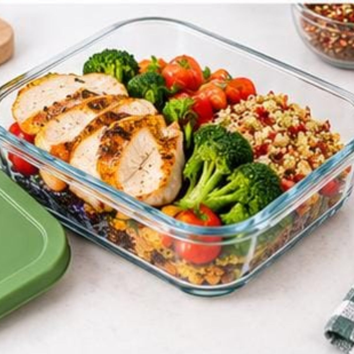 3Pc Square Glass Food Storage Containers Set