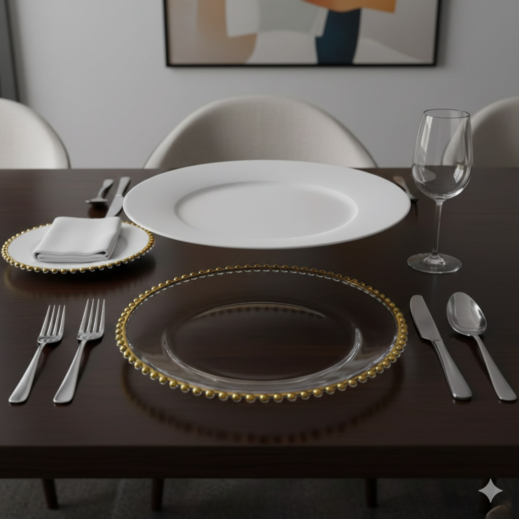 6 Pieces Gold Rim Decorative Charger Plate Set