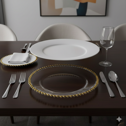 6 Pieces Gold Rim Decorative Charger Plate Set