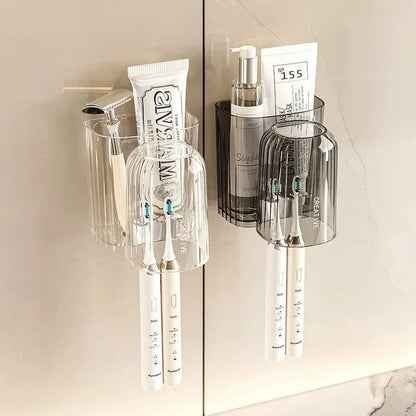 Toothbrush holder with toothpaste dispenser