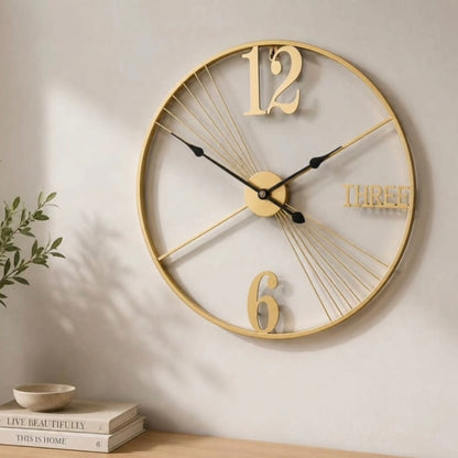 Golden Metal Wall Clock