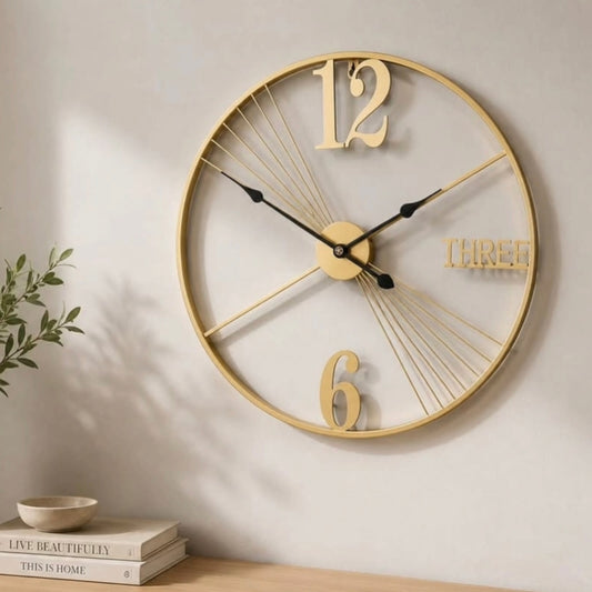 Golden Metal Wall Clock