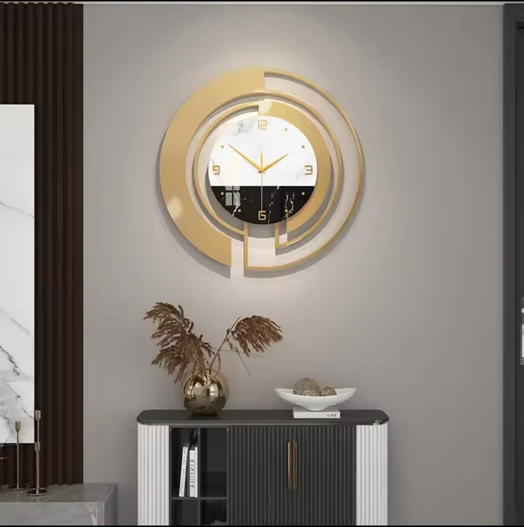 Golden wall clock decor