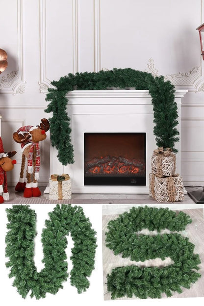 2.8M Green Christmas Garland Stairway Chimney Decoration
