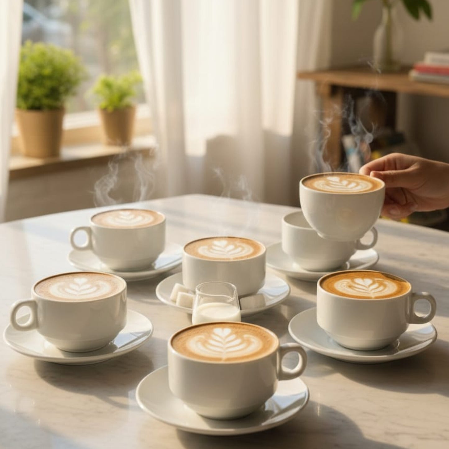 6Pcs Cup and Saucer stackable