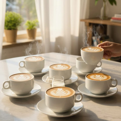 6Pcs Cup and Saucer stackable