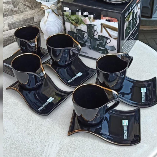 Shapely cup saucer set