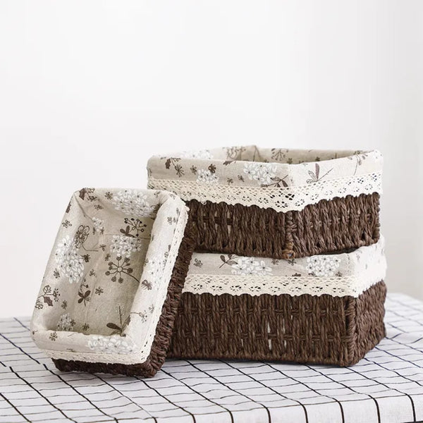 Woven paper rope basket