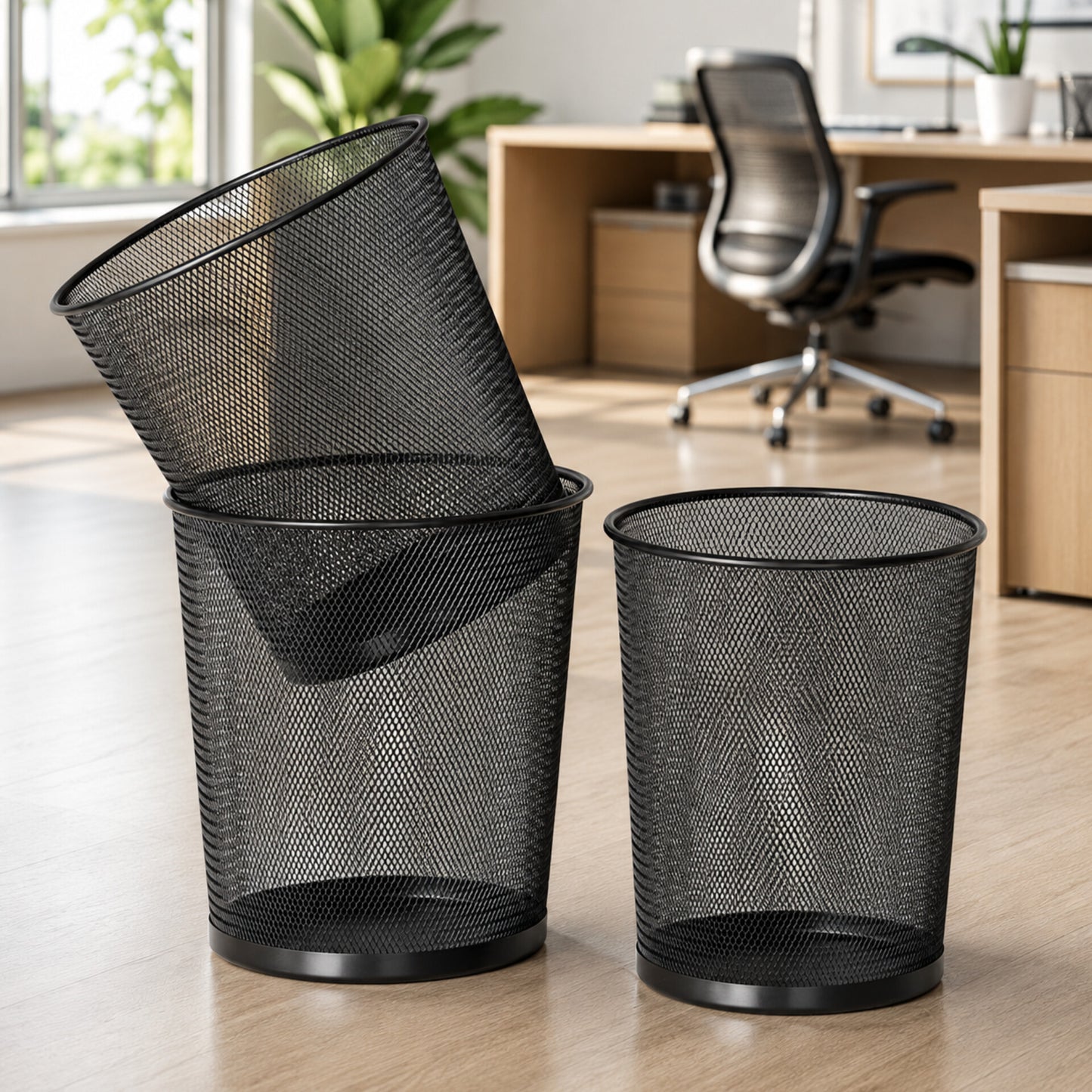 Black Mesh Metal Dustbin