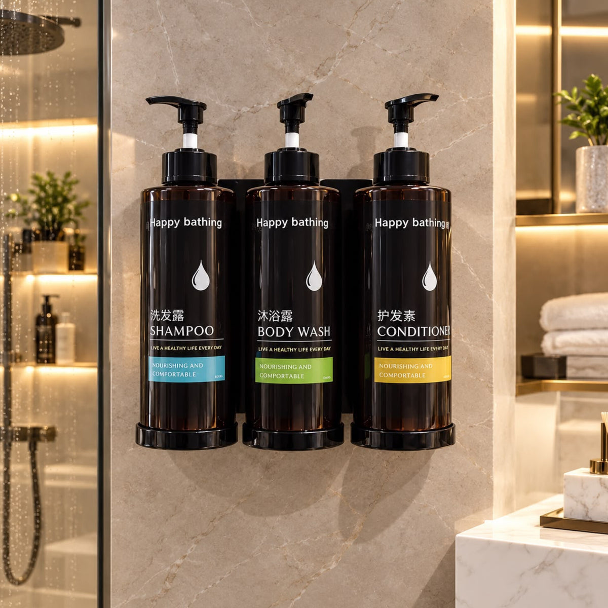 Wall Mounted Body Wash,Shampoo,Soap Dispenser