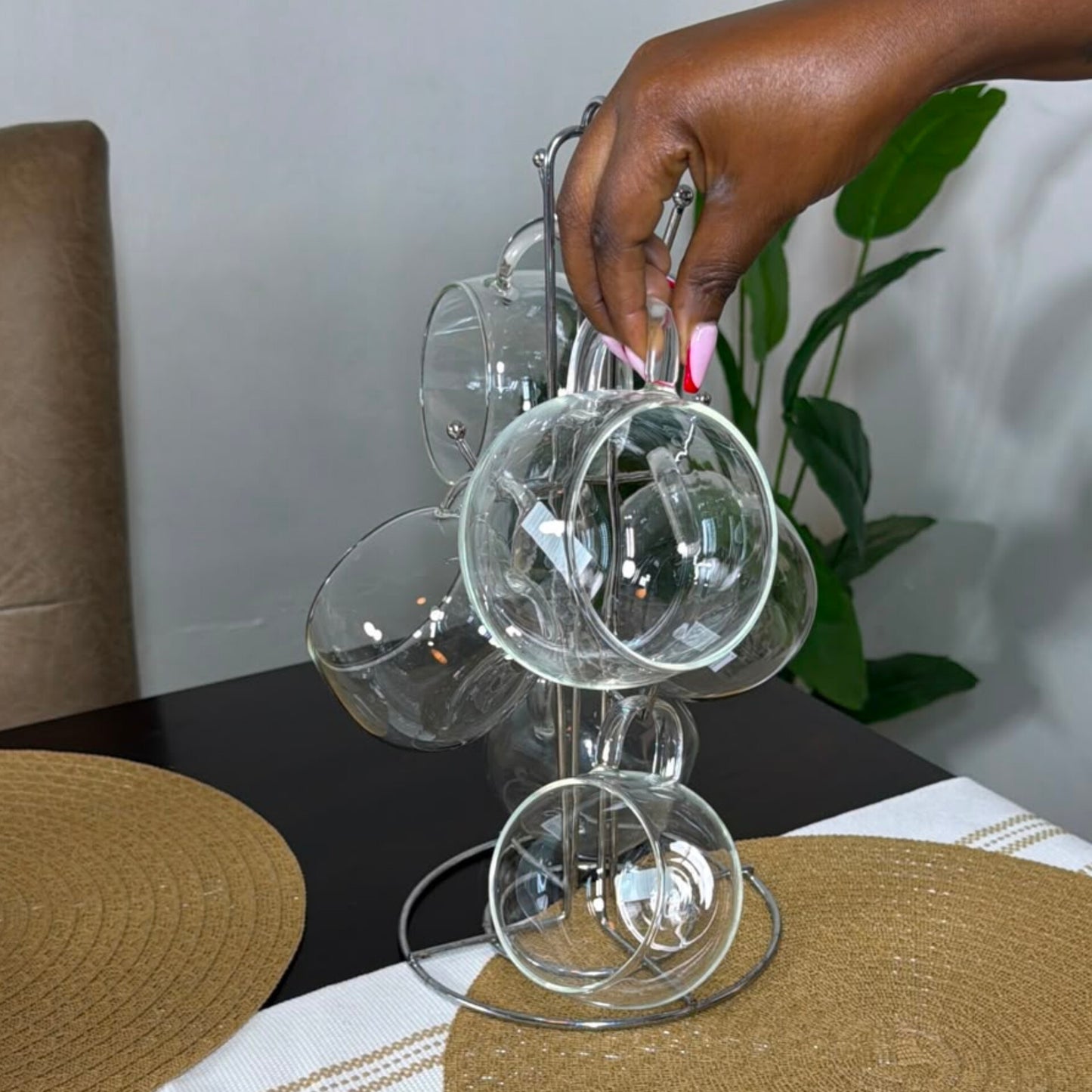 6Pcs Round Clear Glass Pot Mugs