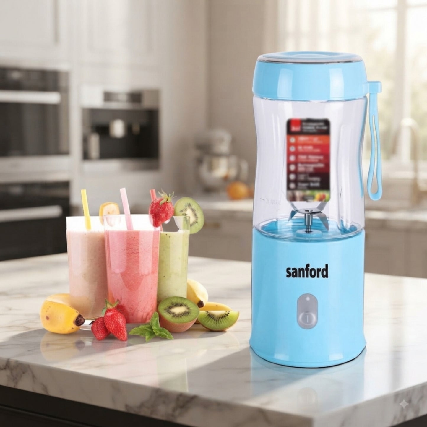Sanford Portable Blender Rechargeable With USB Charging and 380ml Cup - SF6810BR