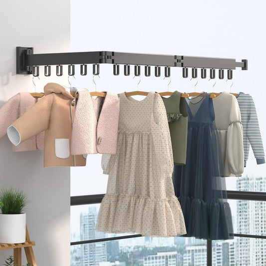 Foldable wall mounted drying clothes rack
