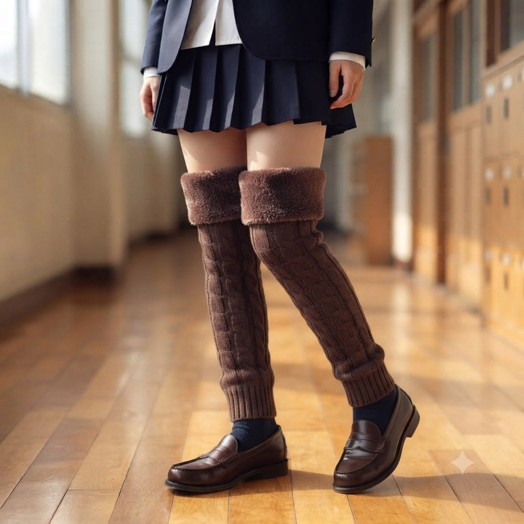 Fleece Lined Cable Knit Leg Warmers