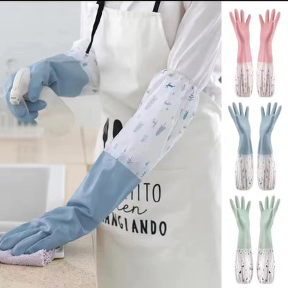 Long silicon waterproof kitchen household gloves