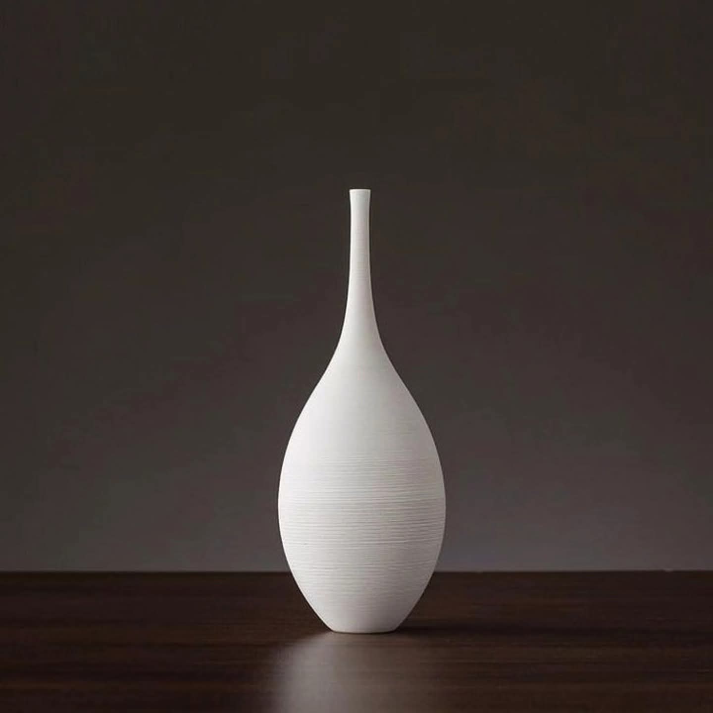 Pair Brushed White Ceramic Vase