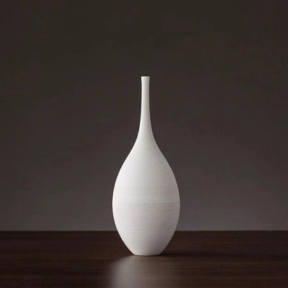 Pair Brushed White Ceramic Vase