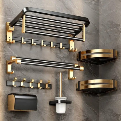7 Pc gold black aluminum bathroom set