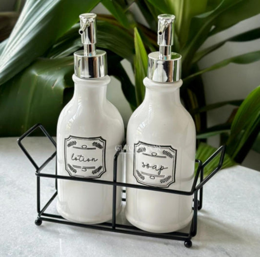 Soap and lotion dispenser set