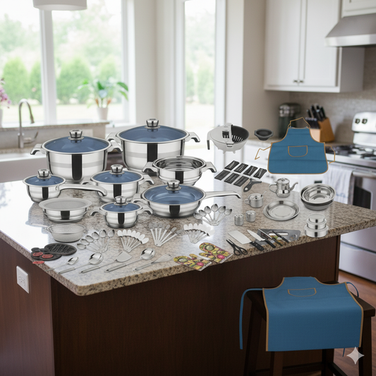 100pc Stainless cookware and kitchen set