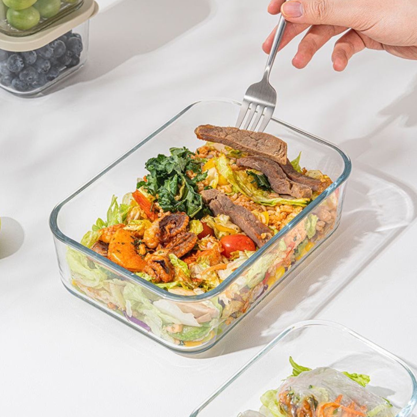 2Pcs Borosilicate Glass Food Storage and Baking Set